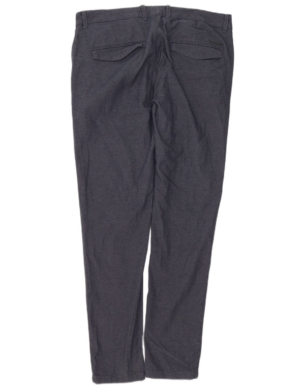Zara Herre Slim Fit Chinobukser EU 44 Large W34 L32 Marineblå Bomuld