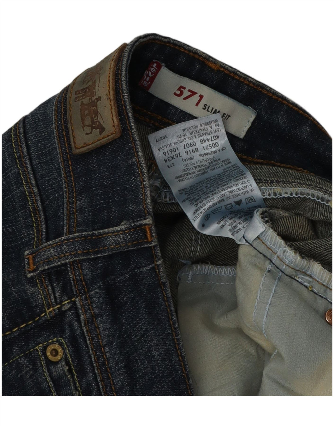 Levi's Dame 571 Slim Jeans W26 L34 Marineblå Bomuld