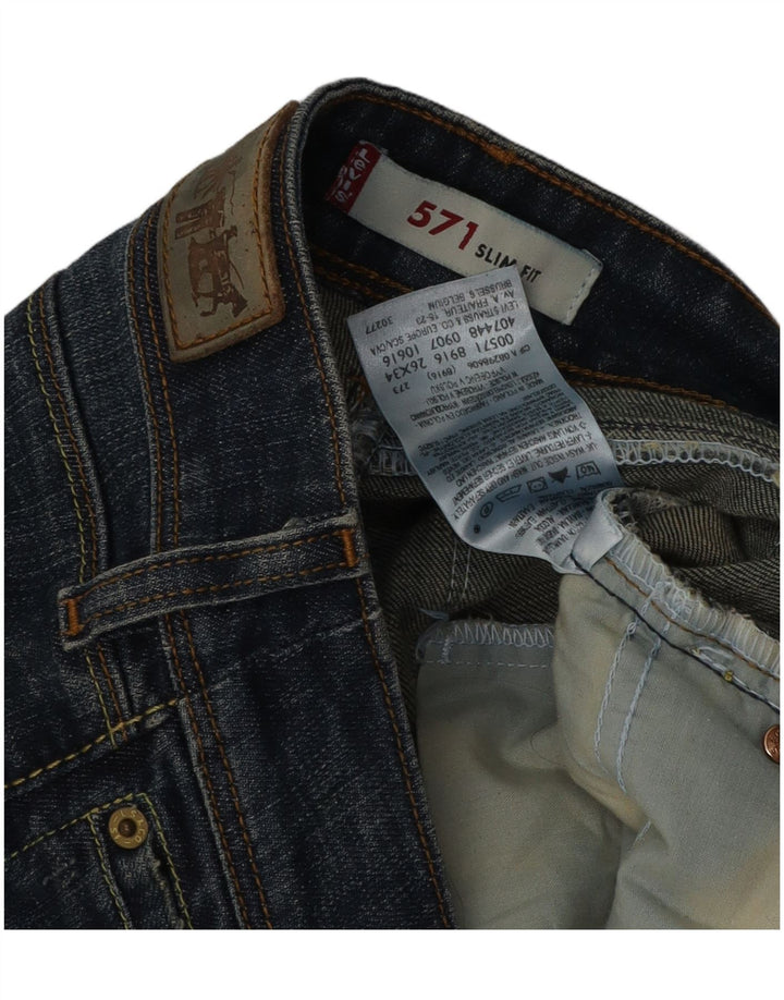Levi's Dame 571 Slim Jeans W26 L34 Marineblå Bomuld