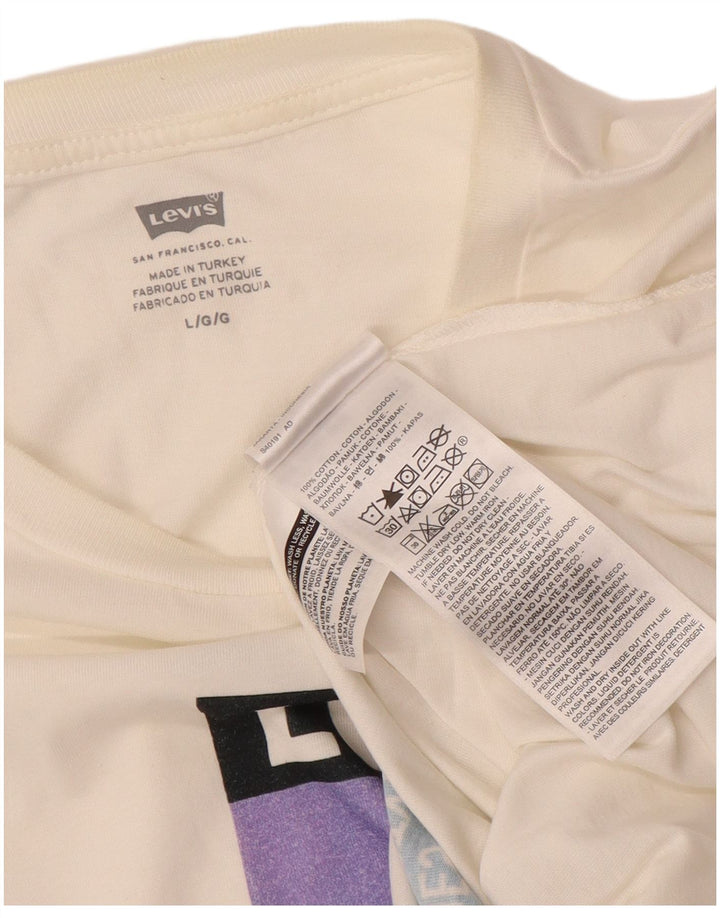 Levi's Herre grafisk T-shirt Top Stor Off White Bomuld
