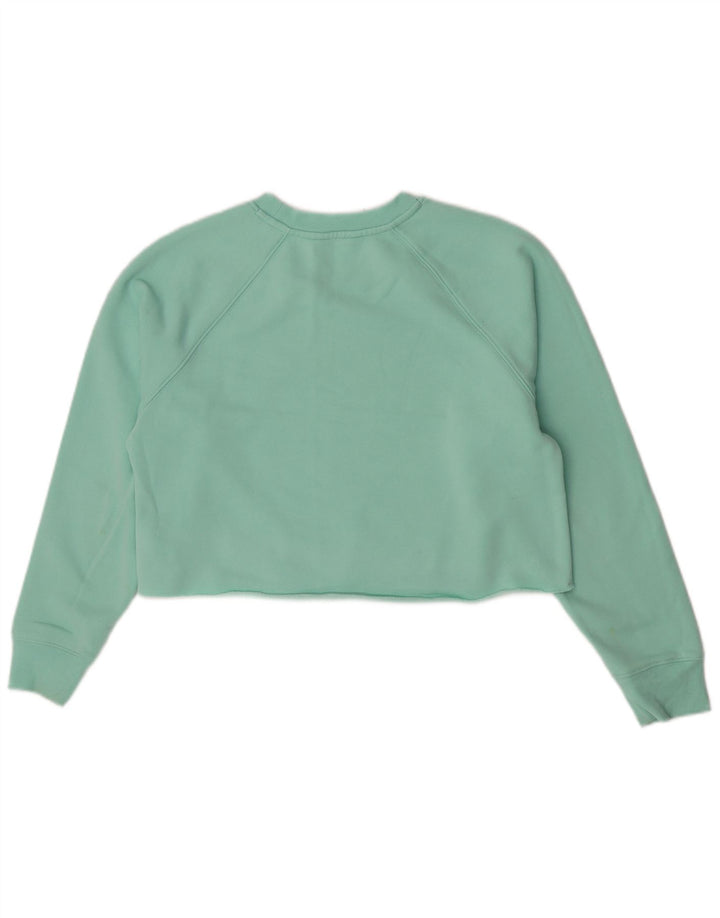 Dkny Womens Crop Oversized Sweatshirt Jumper UK 10 Lille turkis bomuld