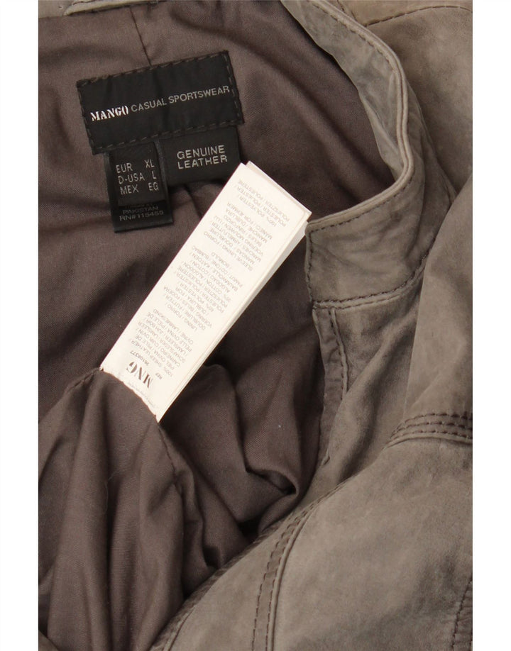 Mango Dame Ruskindsjakke UK 16 Stort gråt fåreskind