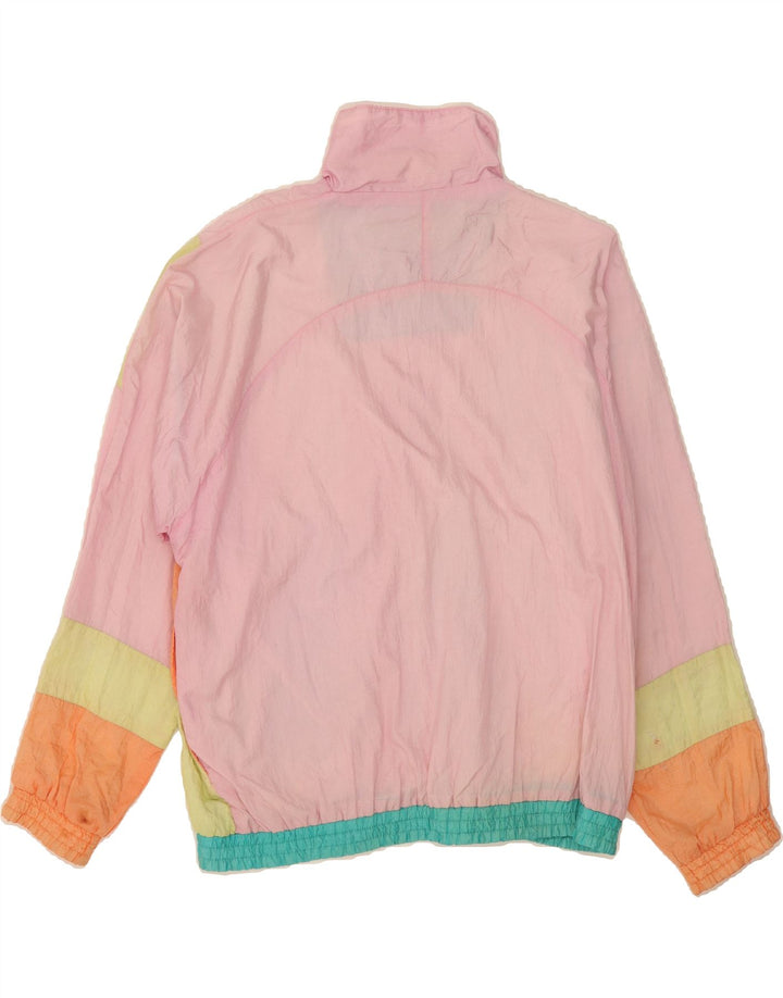 VINTAGE Womens Oversized fuld træningsdragt UK 14 Medium Pink Colourblock
