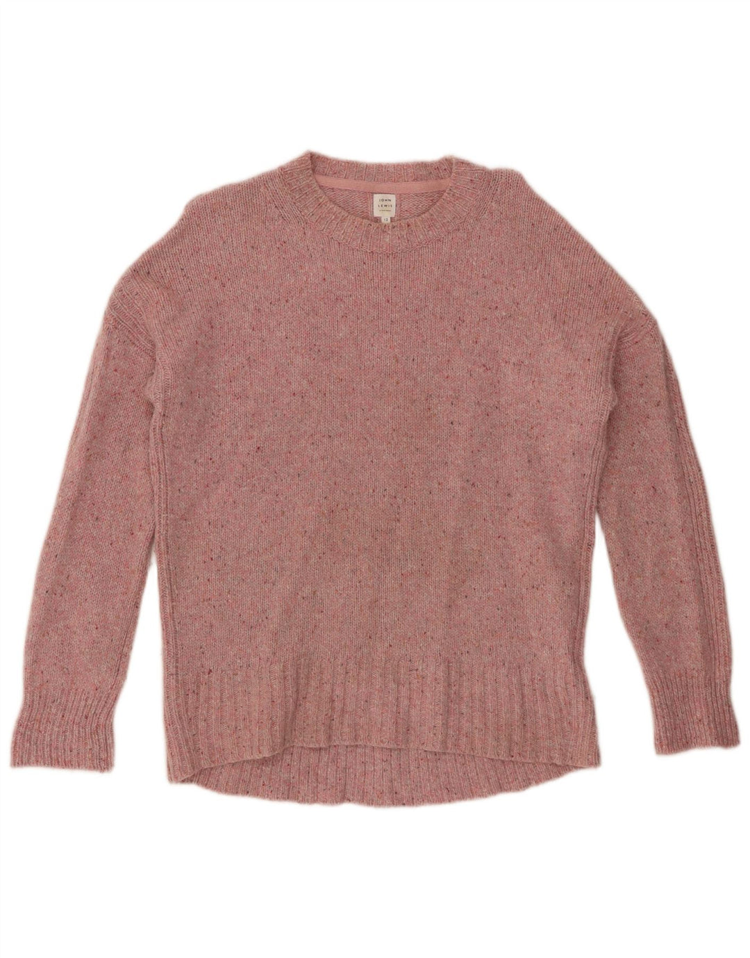 JOHN LEWIS Womens Crew Neck Jumper Sweater UK 12 Medium Pink Flecked