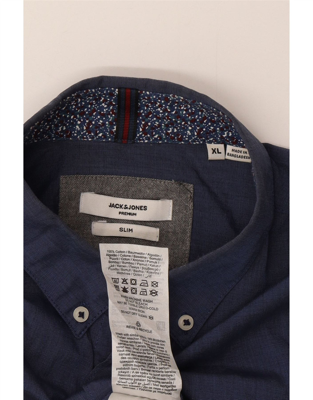Jack & Jones Herre Slim Shirt XL Blå Bomuld