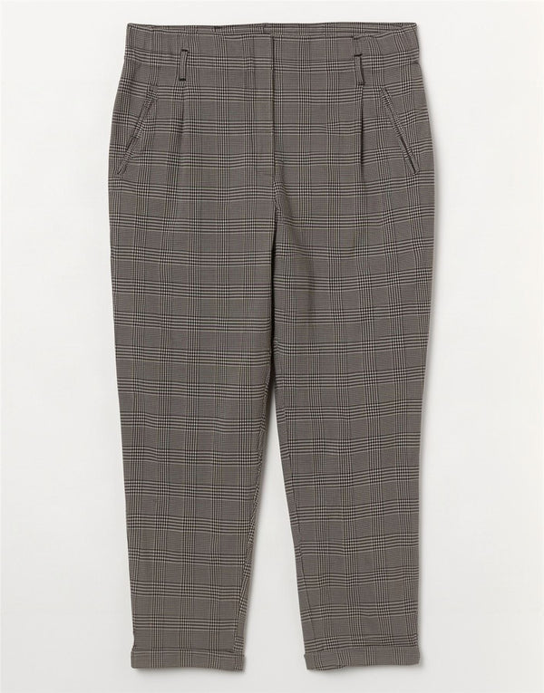 Zara Trafaluc cropped bukser til kvinder Large W30 L26 Grå Houndstooth