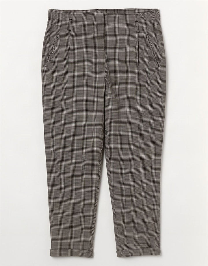 Zara Trafaluc cropped bukser til kvinder Large W30 L26 Grå Houndstooth