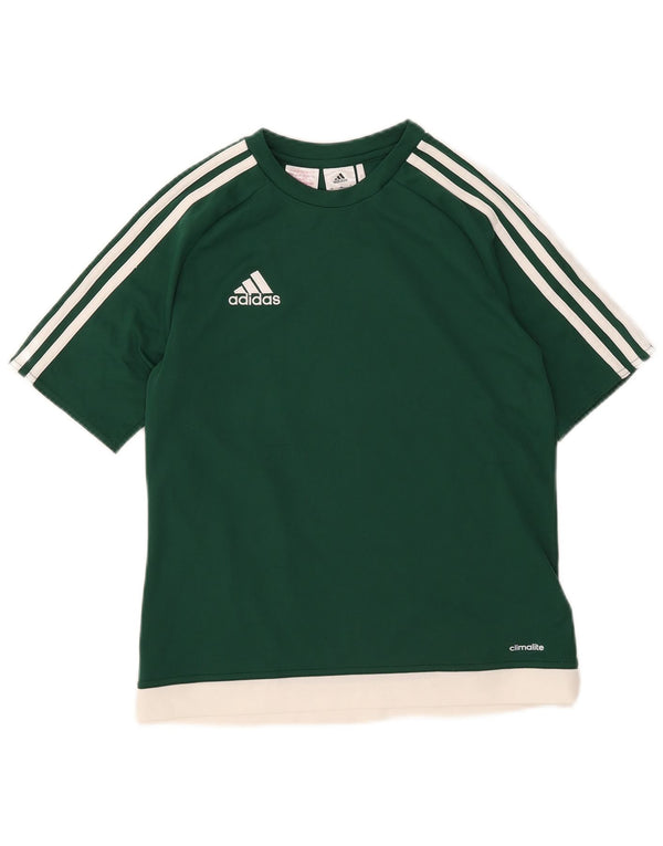 Adidas Boys Climalite T-Shirt Top 13-14 år Grøn Colourblock Polyester