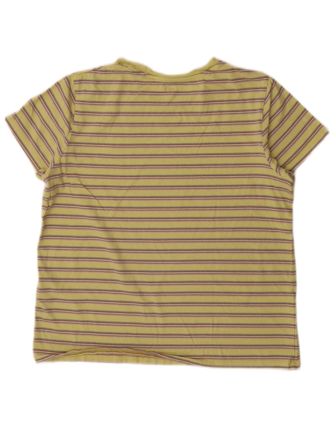 Levi's Dame T-Shirt Top UK 14 Medium Gul Stribet Bomuld