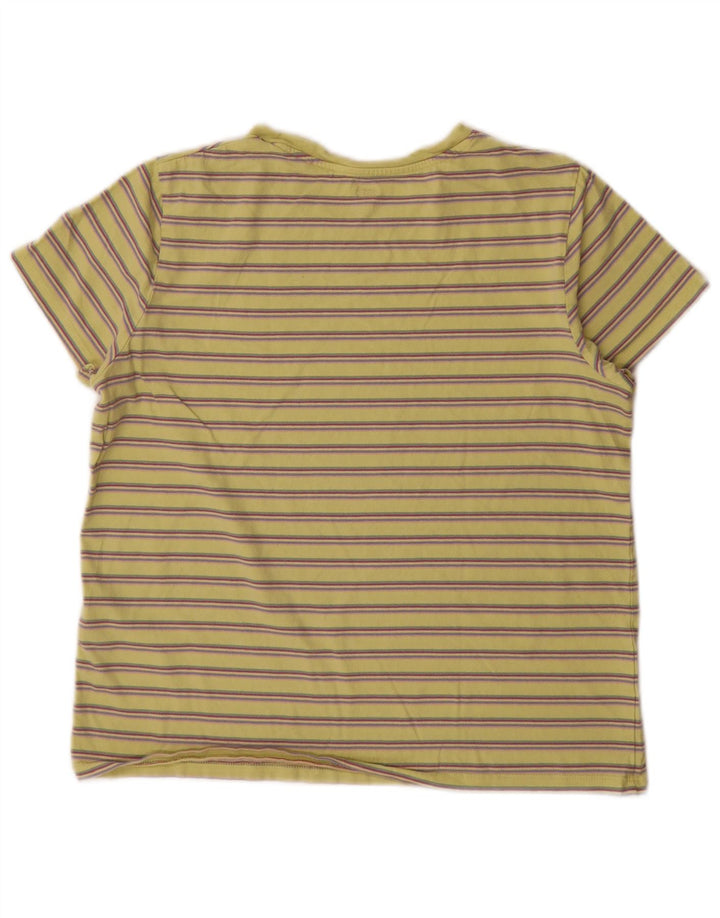Levi's Dame T-Shirt Top UK 14 Medium Gul Stribet Bomuld