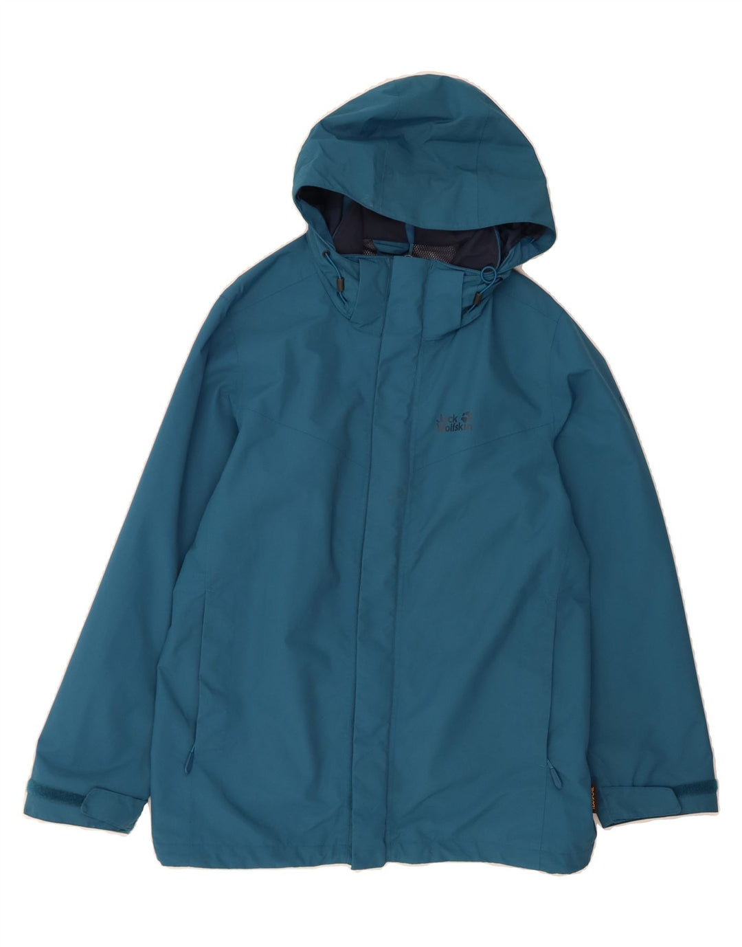 JACK WOLFSKIN Mens Hooded Windbreaker Jacket UK 36 Small Blue Polyamide Vintage Jack Wolfskin and Second-Hand Jack Wolfskin from Messina Hembry 