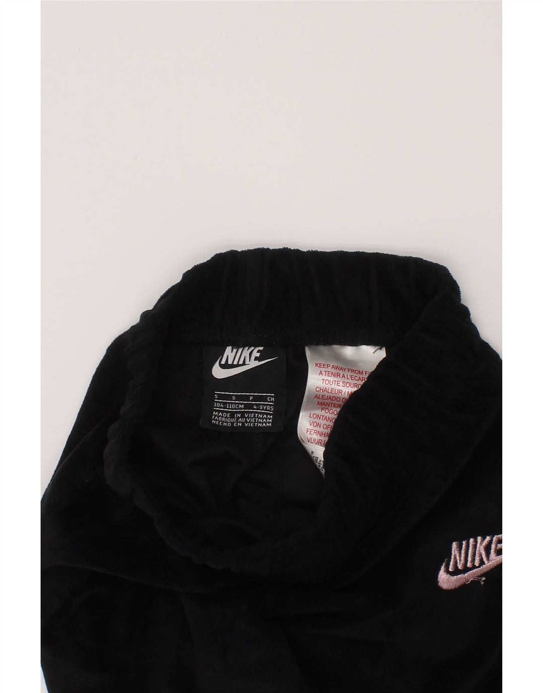 NIKE Girls Velvet Tracksuit Bukser Joggers 4-5 år Small Black
