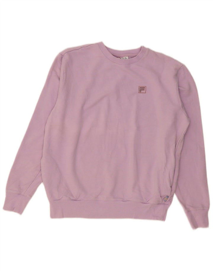 FILA Dame Oversized Sweatshirt Jumper UK 10 Lille Lilla Bomuld
