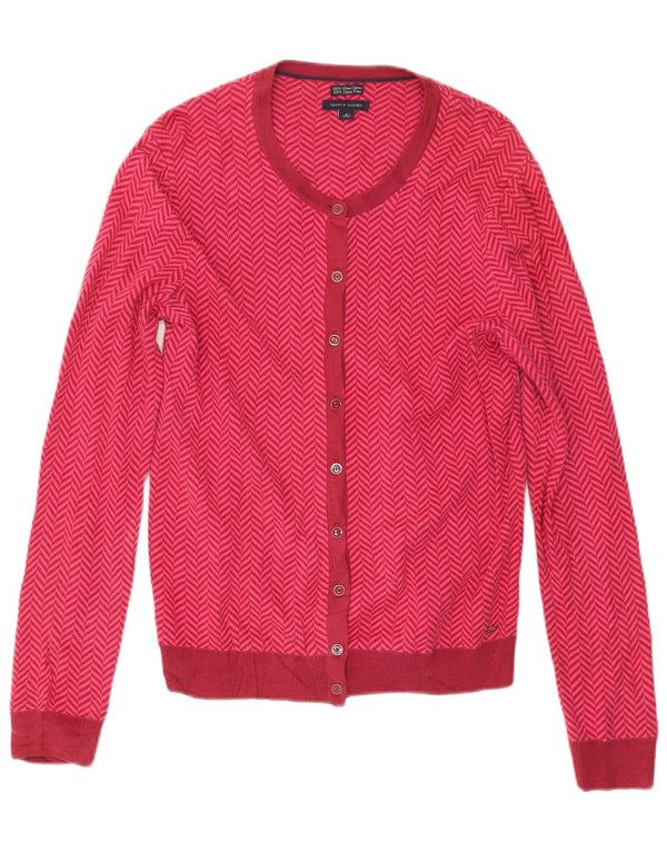 Tommy Hilfiger Dame Cardigan Sweater UK 14 Medium Pink Sildebensbomuld
