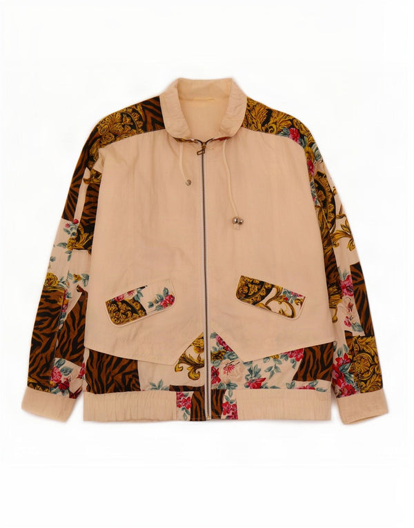Andy Johns Dame Oversized regnjakke UK 14 Medium Off White Animal Print
