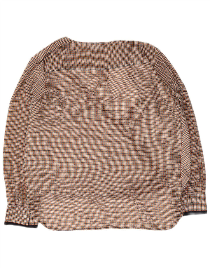 DKNY Dame Langærmet Bluse Top UK 16 Large Multicolor Houndstooth