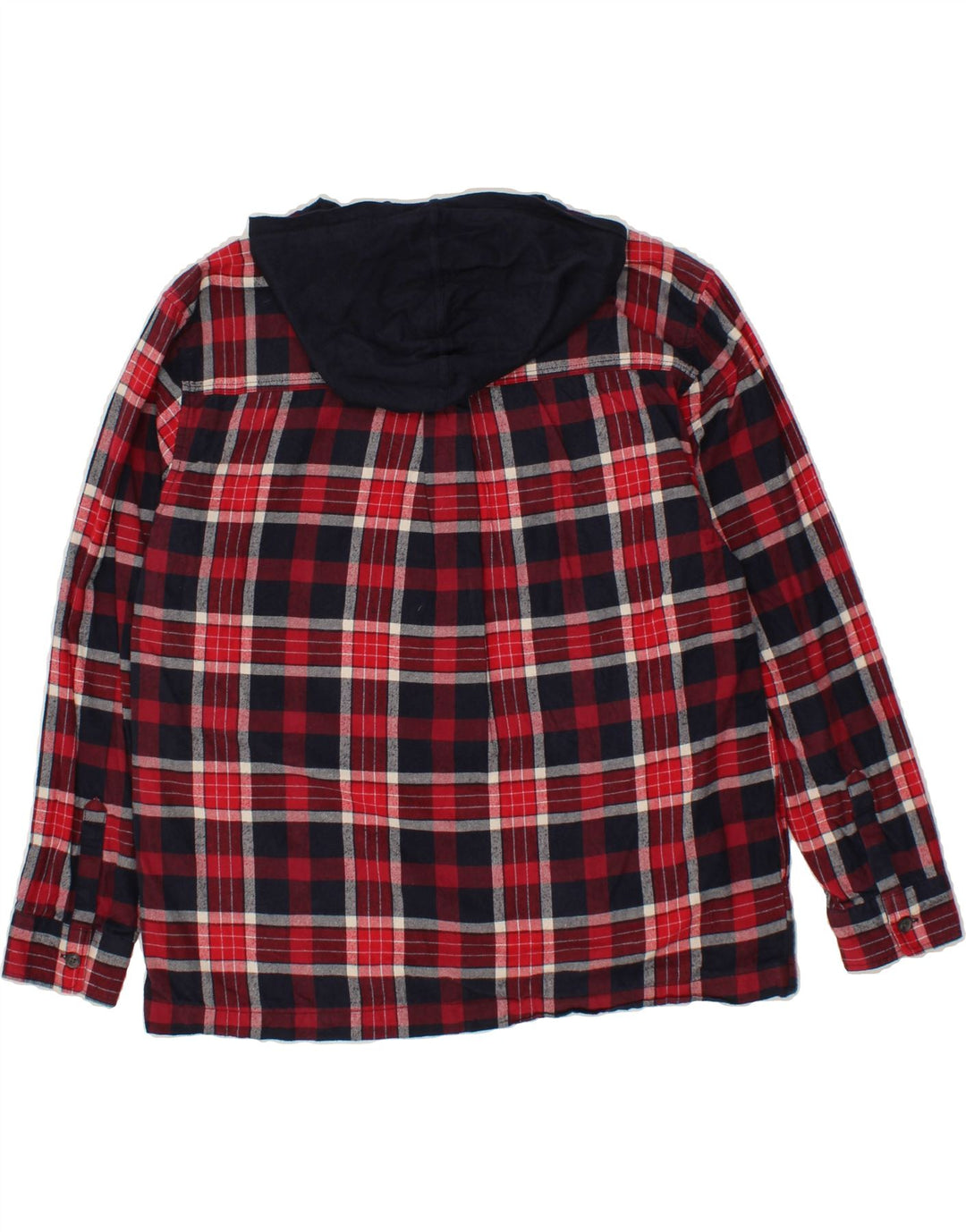 EDDIE BAUER Womens Hooded Flannel Shirt UK 14 Medium Red Check Cotton Vintage Eddie Bauer and Second-Hand Eddie Bauer from Messina Hembry 