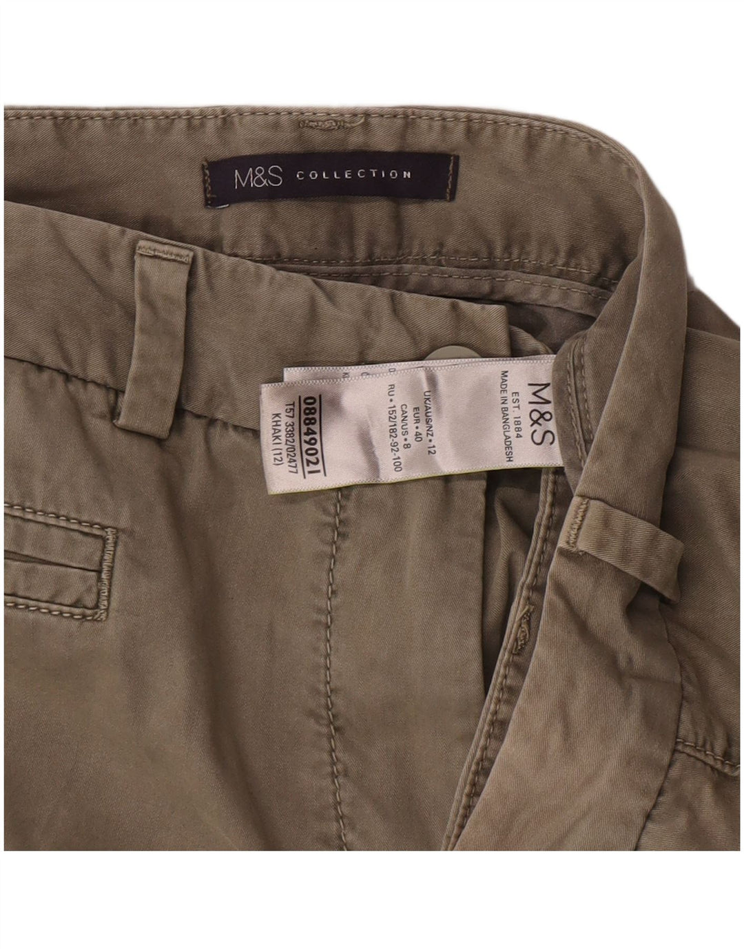 Marks & Spencer Chino Shorts til kvinder UK 12 Medium W30 Khaki Bomuld