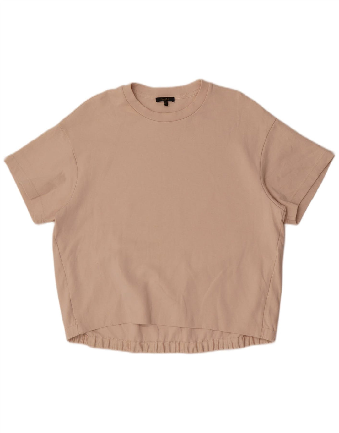 Massimo Dutti Dame T-Shirt Top UK 16 Stor Beige Bomuld
