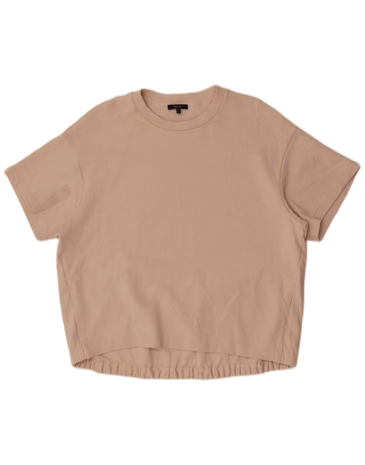 Massimo Dutti Dame T-Shirt Top UK 16 Stor Beige Bomuld