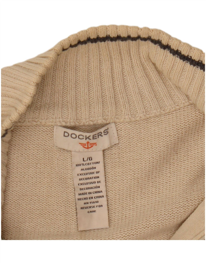 Dockers Herre Zip Neck trøje Sweater Large Off White Bomuld