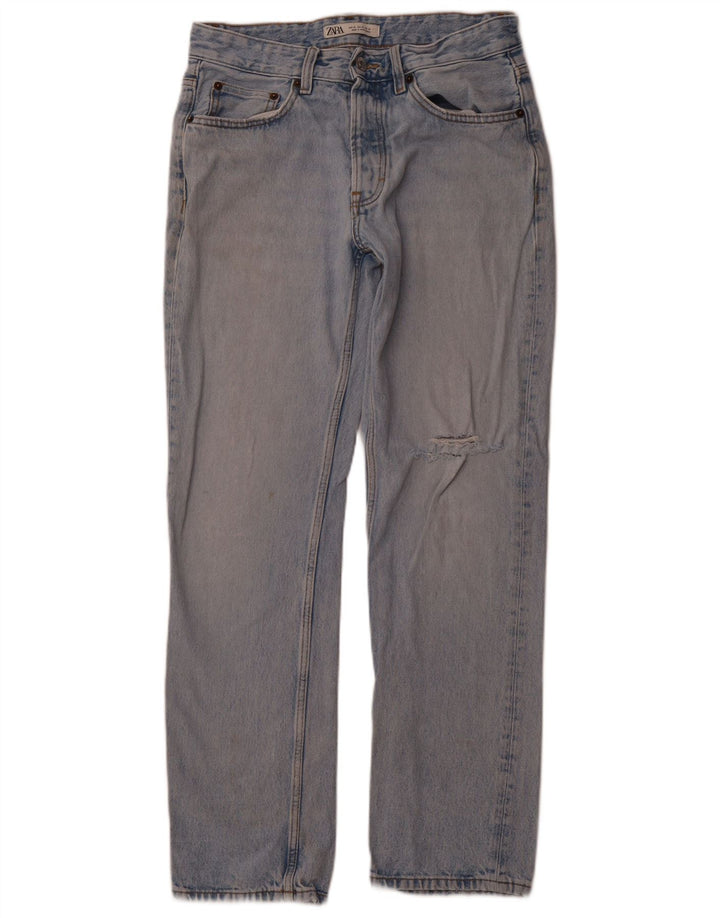 ZARA Herre Distressed Straight Jeans EU 38 Small W30 L30 Blue