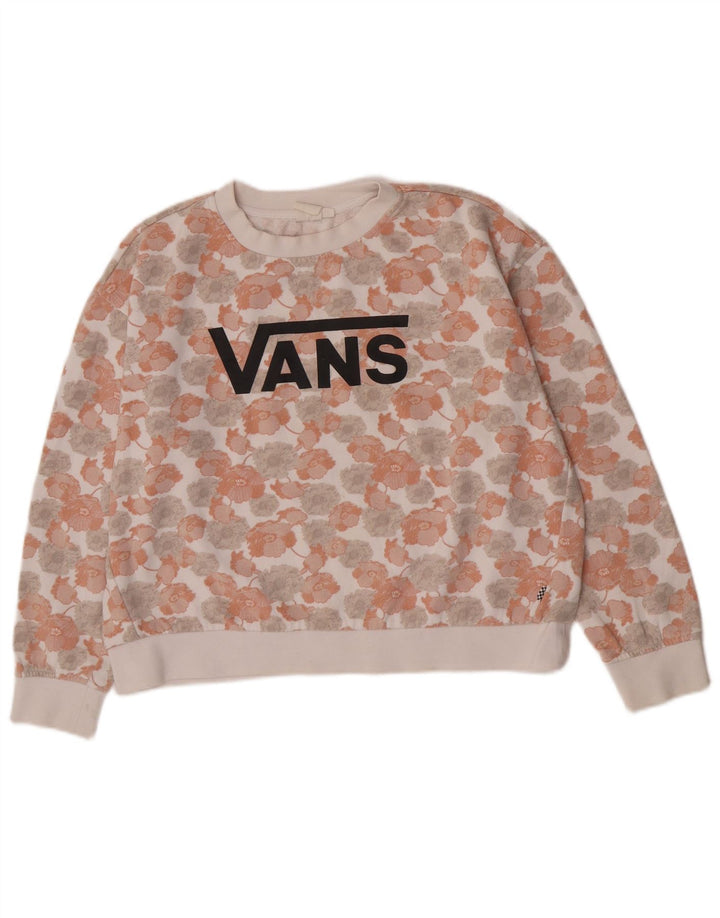 Vans Dame Grafisk Oversized Sweatshirt Jumper UK 14 Medium White Floral