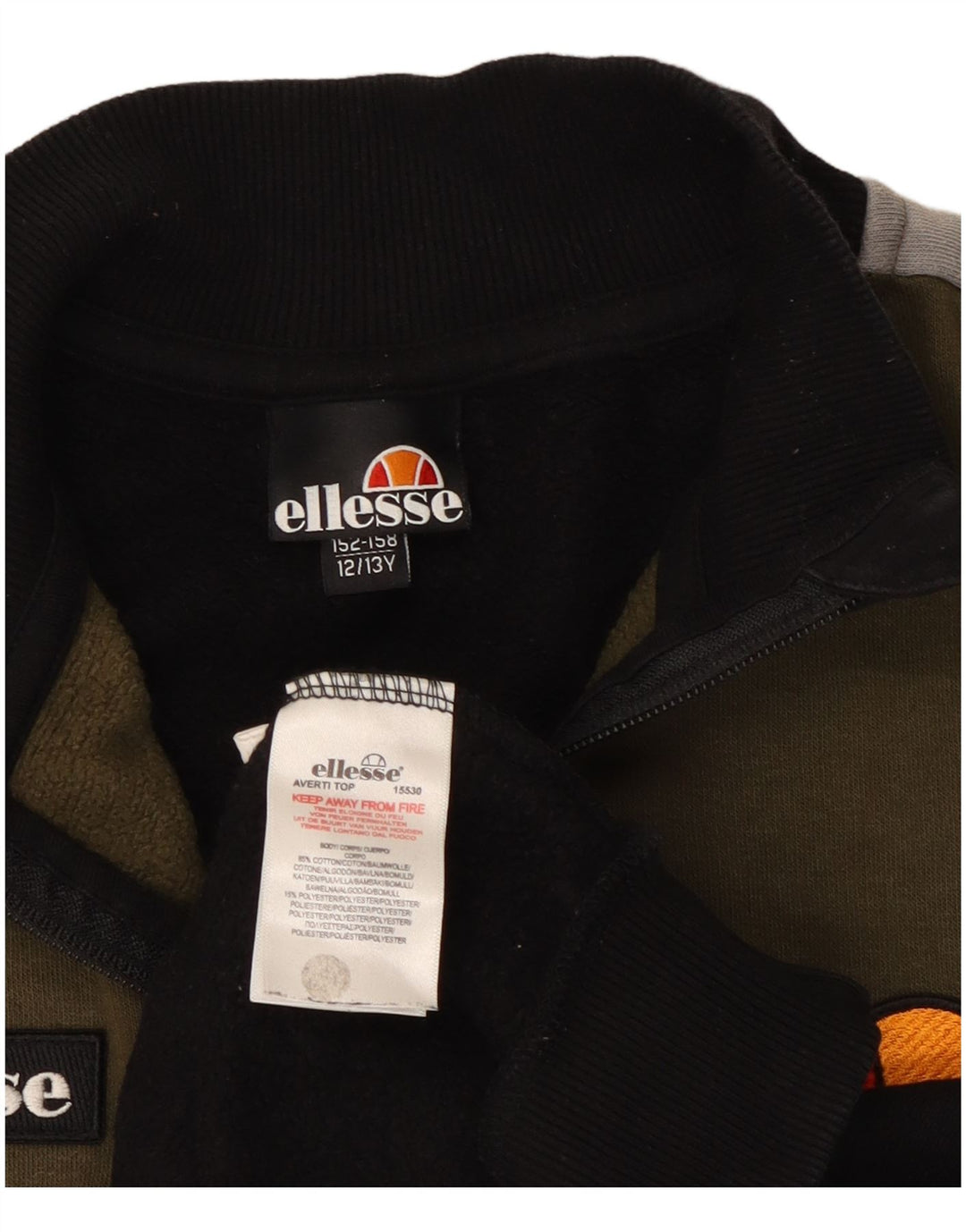 Ellesse Boys Sweatshirt med lynlås 12-13 år Sort Colourblock