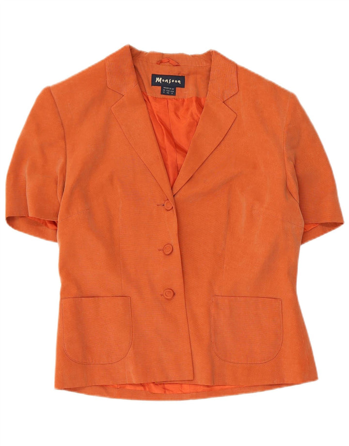 Monsoon Dame 3-knaps kortærmet blazerjakke UK 12 Medium Orange
