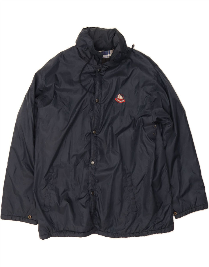 VINTAGE Mens Windbreaker Jacket UK 42 XL Navy Blue Polyamide Vintage Vintage and Second-Hand Vintage from Messina Hembry 