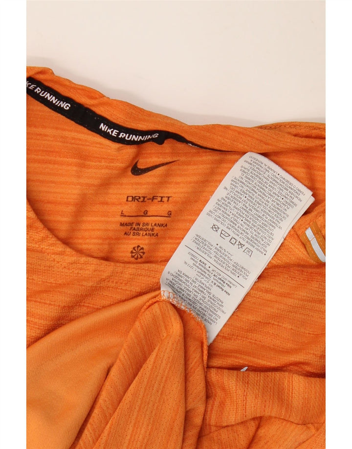 NIKE herre Dri Fit T-shirt top stor orange nålestribet polyester