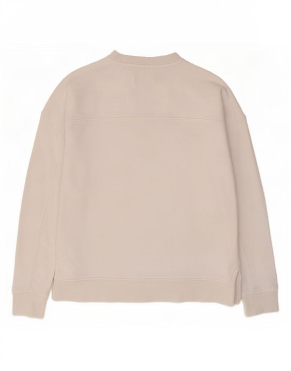 Barbour Womens Grafisk Oversized Sweatshirt Jumper UK 10 Small White Bomuld