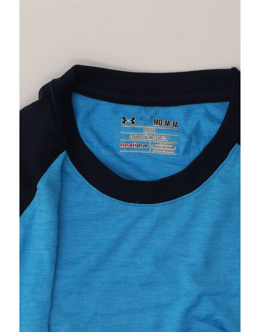 UNDER ARMOUR Herre Heat Gear T-Shirt Top Medium Blue Colourblock Polyester