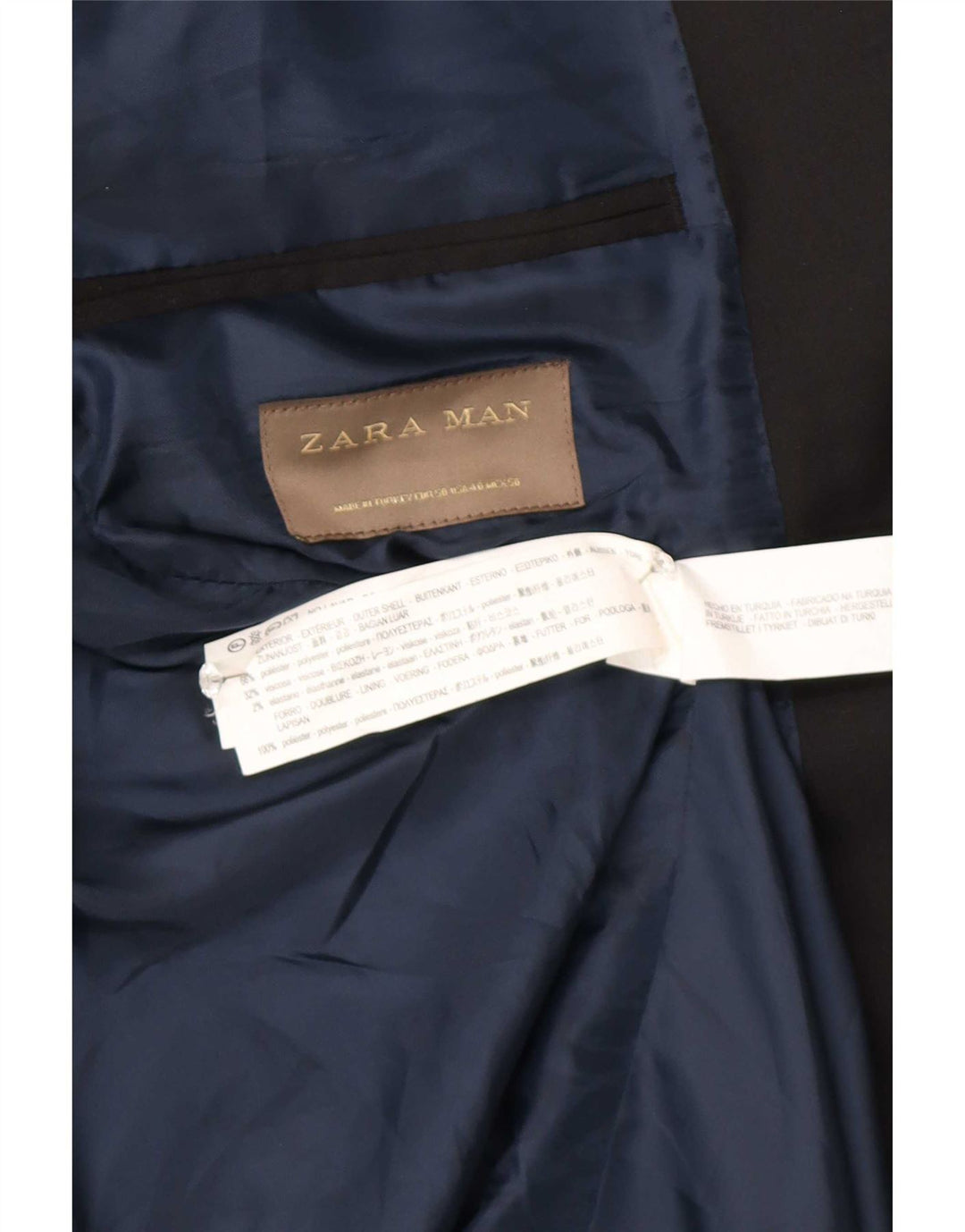 Zara Herre 2-knaps blazerjakke EU 50 Medium Sort Polyester