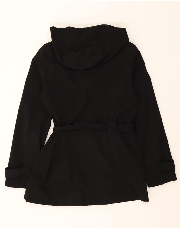 CALVIN KLEIN Womens Hooded Overcoat UK 10 Small Black Polyester Vintage Calvin Klein and Second-Hand Calvin Klein from Messina Hembry 