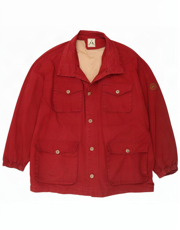 Vintage Herre Utility Jacket UK 42 XL Burgundy Cotton