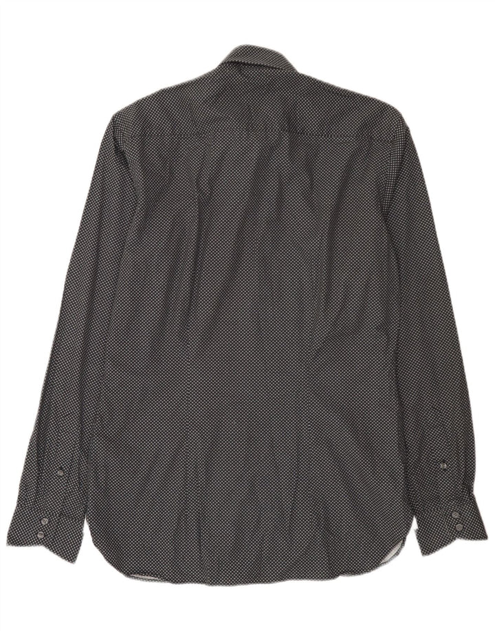Ted Baker Mens Shirt Size 15 Medium Black Geometric Cotton Modern