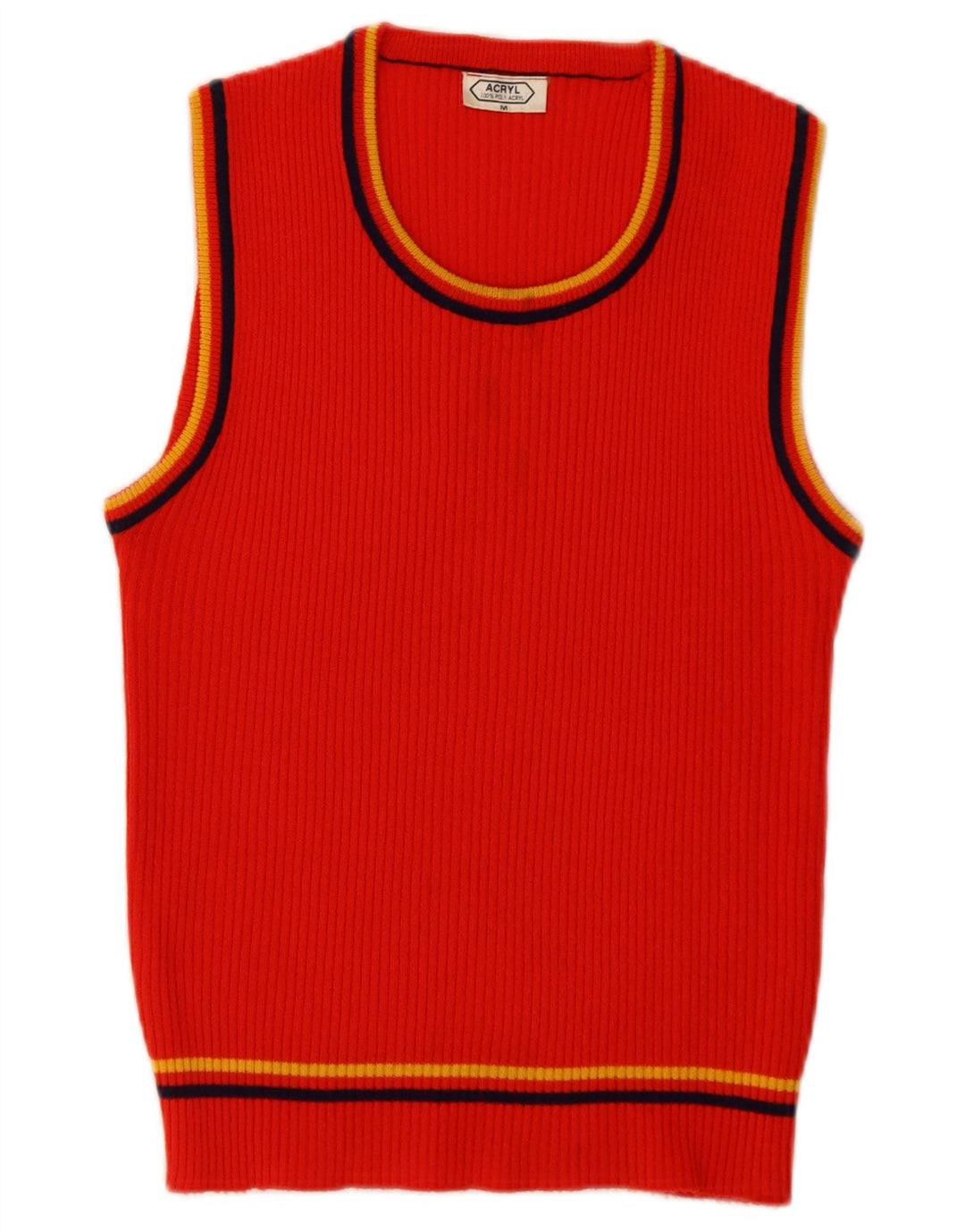 Vintage Dame Vest Tank Top UK 12 Medium Rød Polyacryl