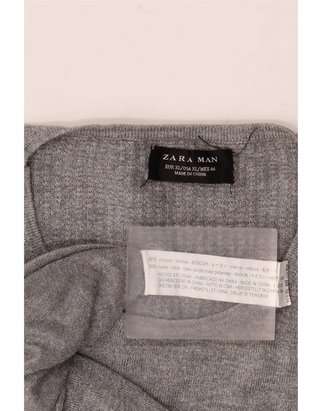 Zara Herre sweater med rund hals XL Grå viskose