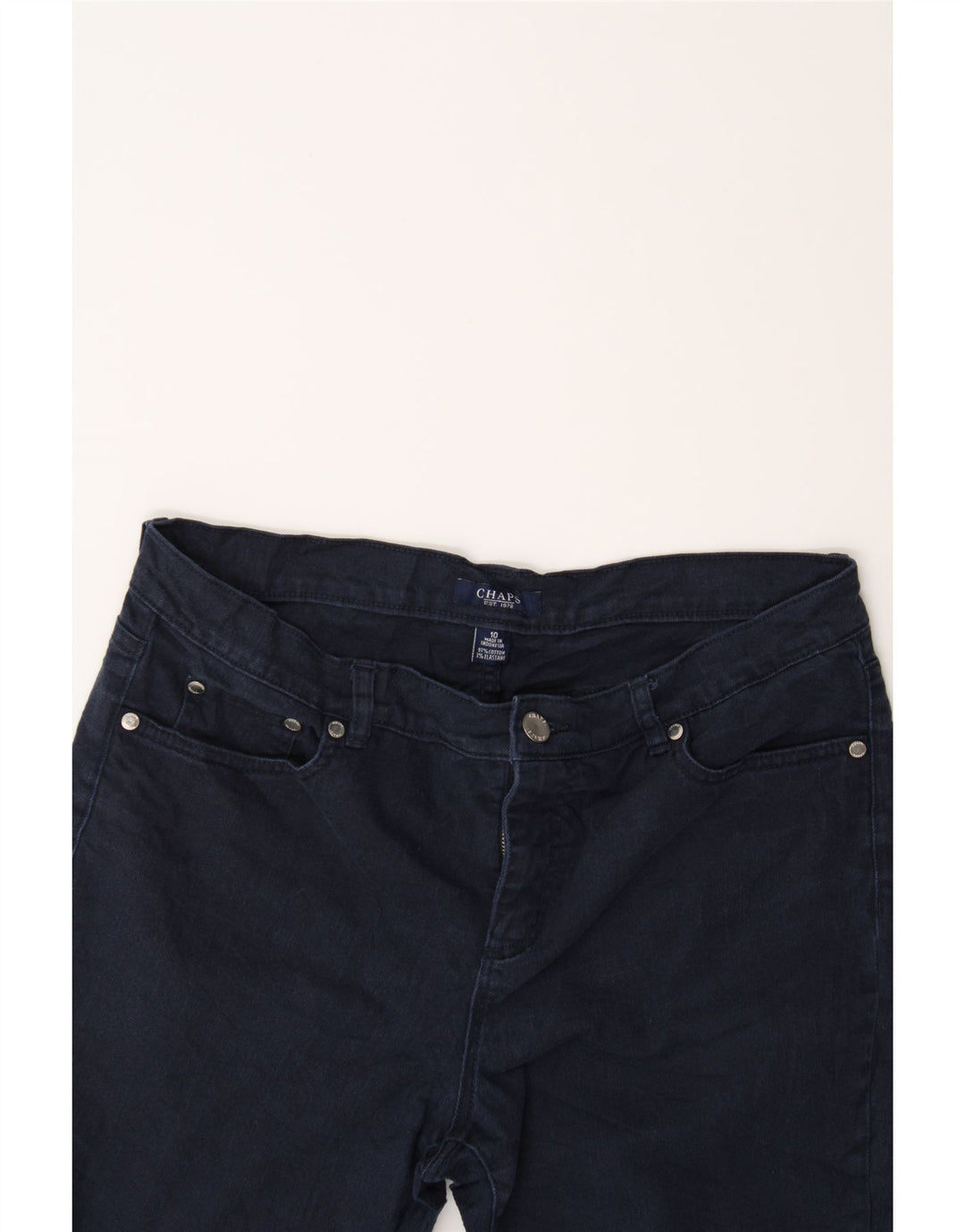 CHAPS Womens Capri Jeans US 10 Large W32 L21 Navy Blue Cotton Vintage Chaps and Second-Hand Chaps from Messina Hembry 