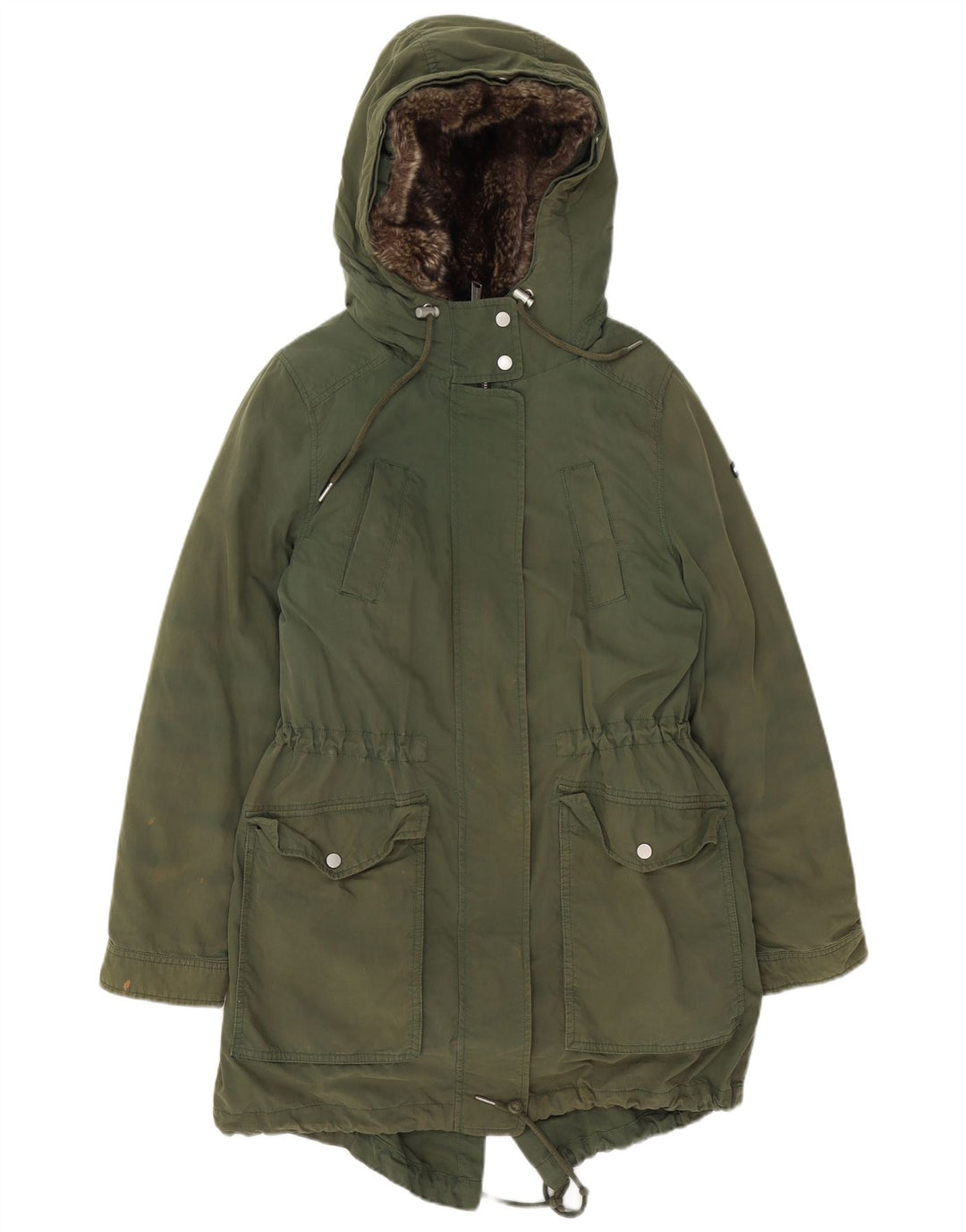 Tommy Hilfiger Dame Hooded Parka Jacket UK 14 Medium Green Bomuld