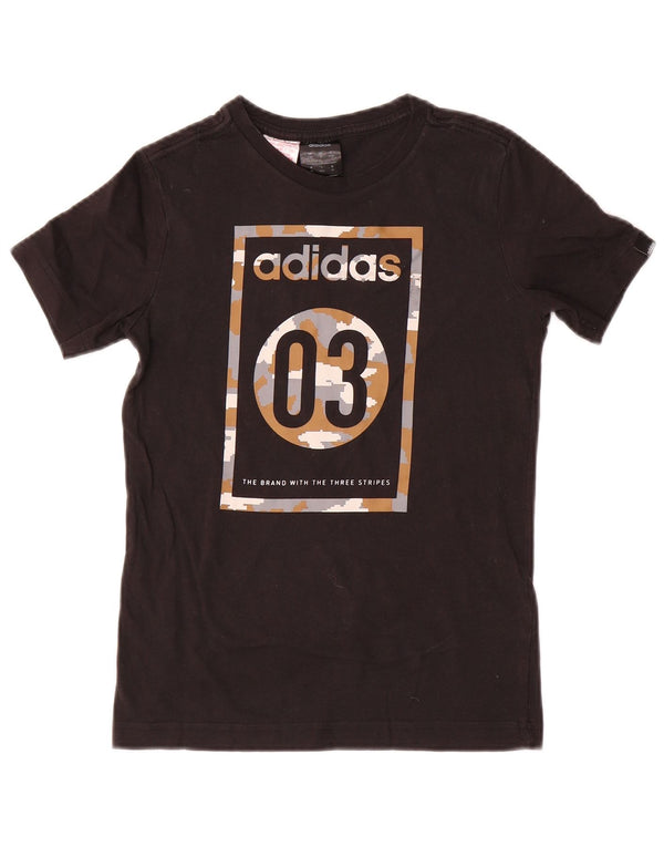 Adidas drenge grafisk t-shirt top 9-10 år sort bomuld