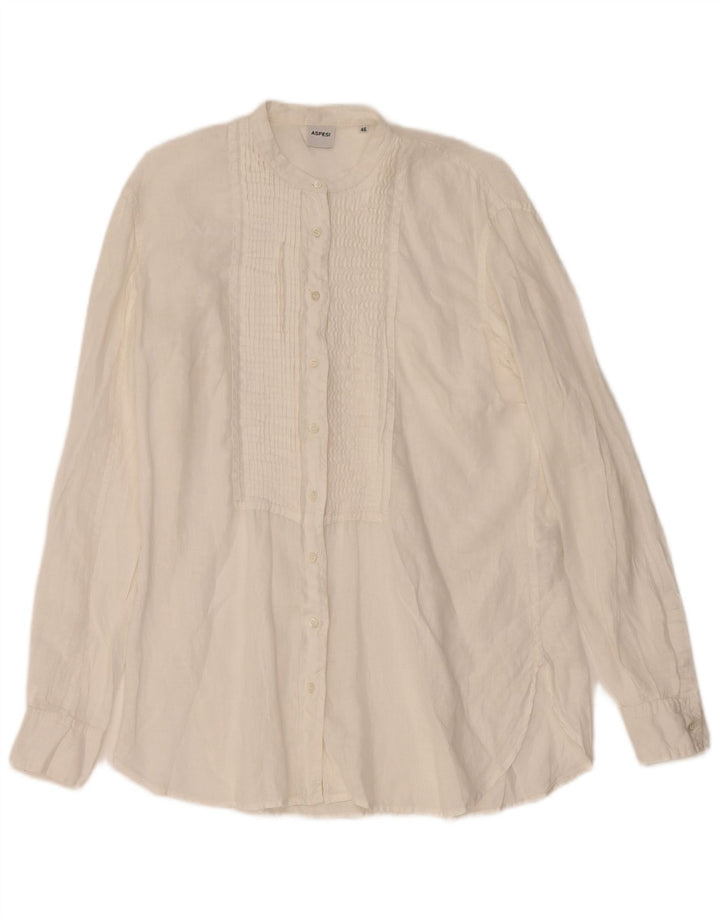 Aspesi Dame Smoking Skjorte IT 46 Stor Hvid Linned