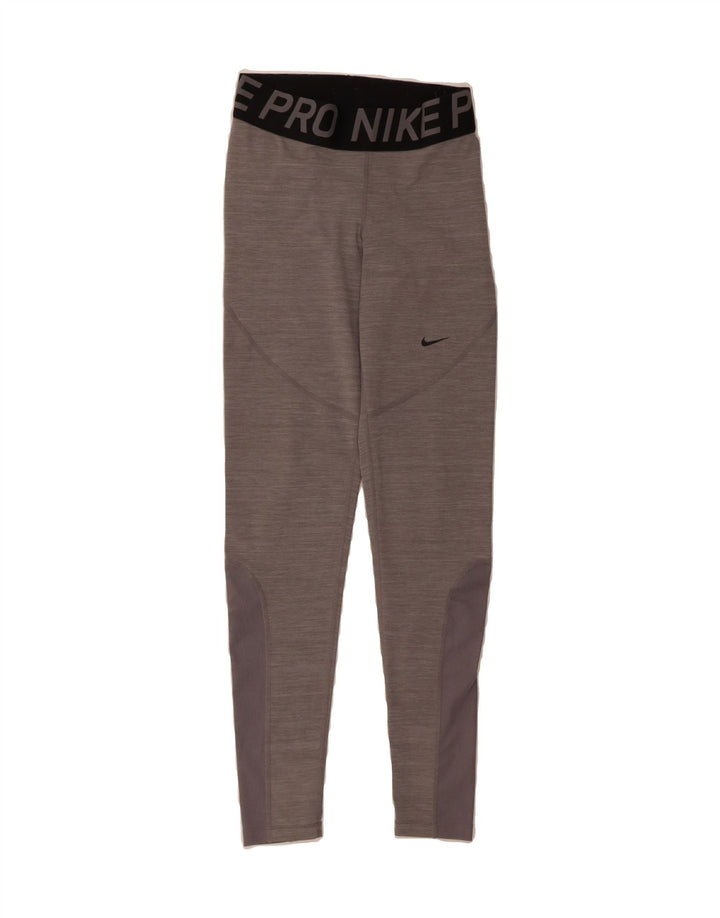 NIKE Womens Dri Fit Graphic Leggings UK 8 Small  Grey Polyester Vintage Nike and Second-Hand Nike from Messina Hembry 