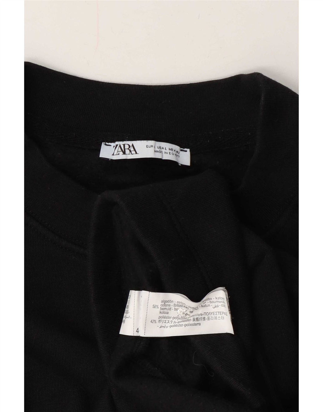 Zara Herre Grafisk Sweatshirt Jumper Stor Sort Bomuld