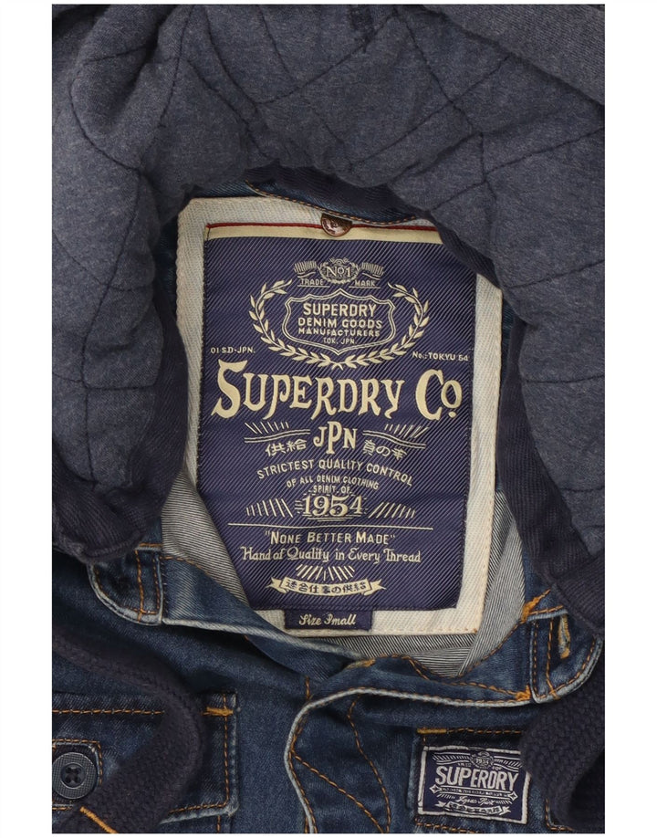 Superdry denimskjorte med hætte til mænd, lille blå bomuld
