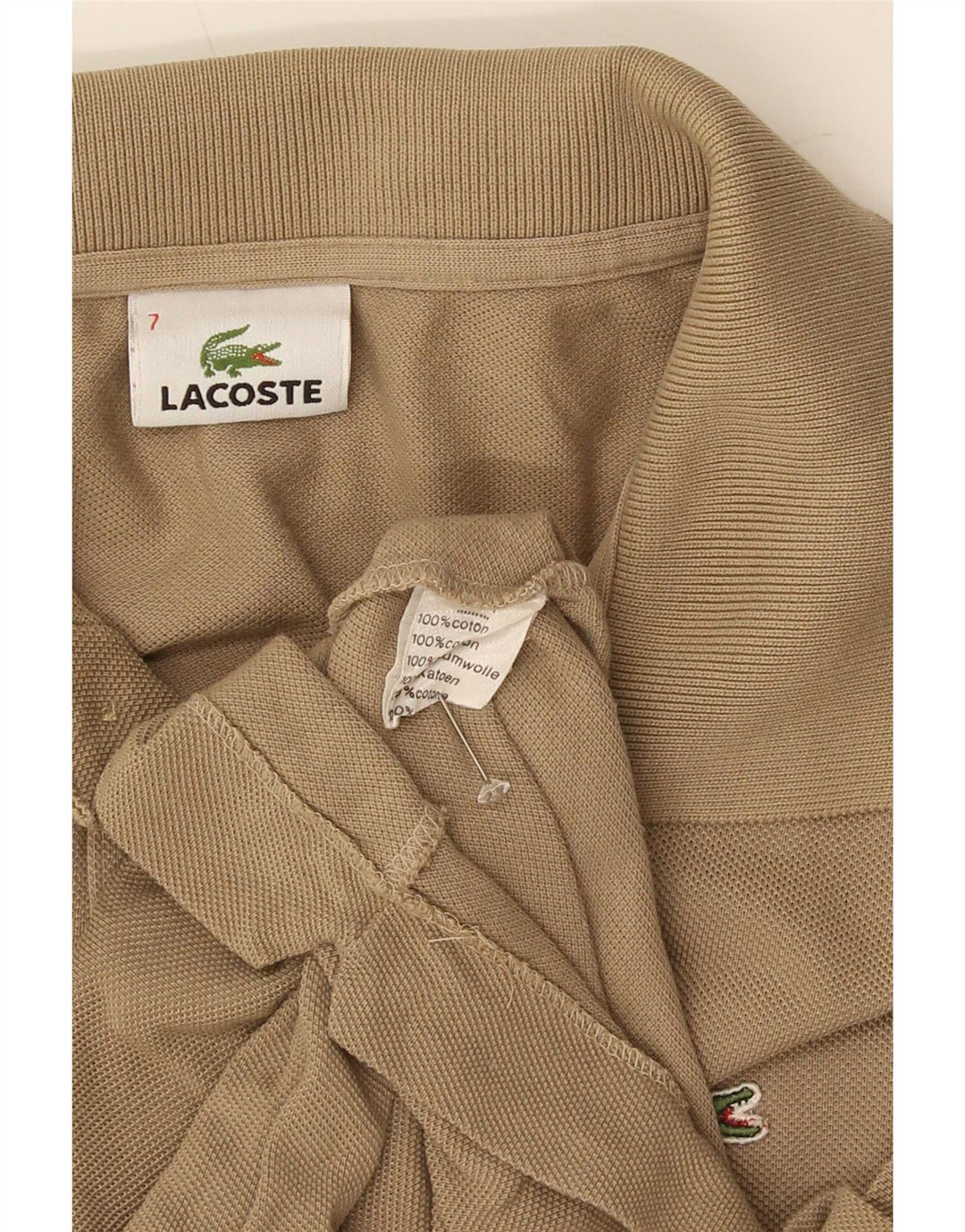 Lacoste Herre Regular Fit Polo Shirt Størrelse 7 2XL Beige Bomuld