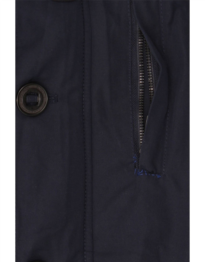 ZARA Herre Hooded Parka Jacket UK 40 Large Navy Blue Polyester
