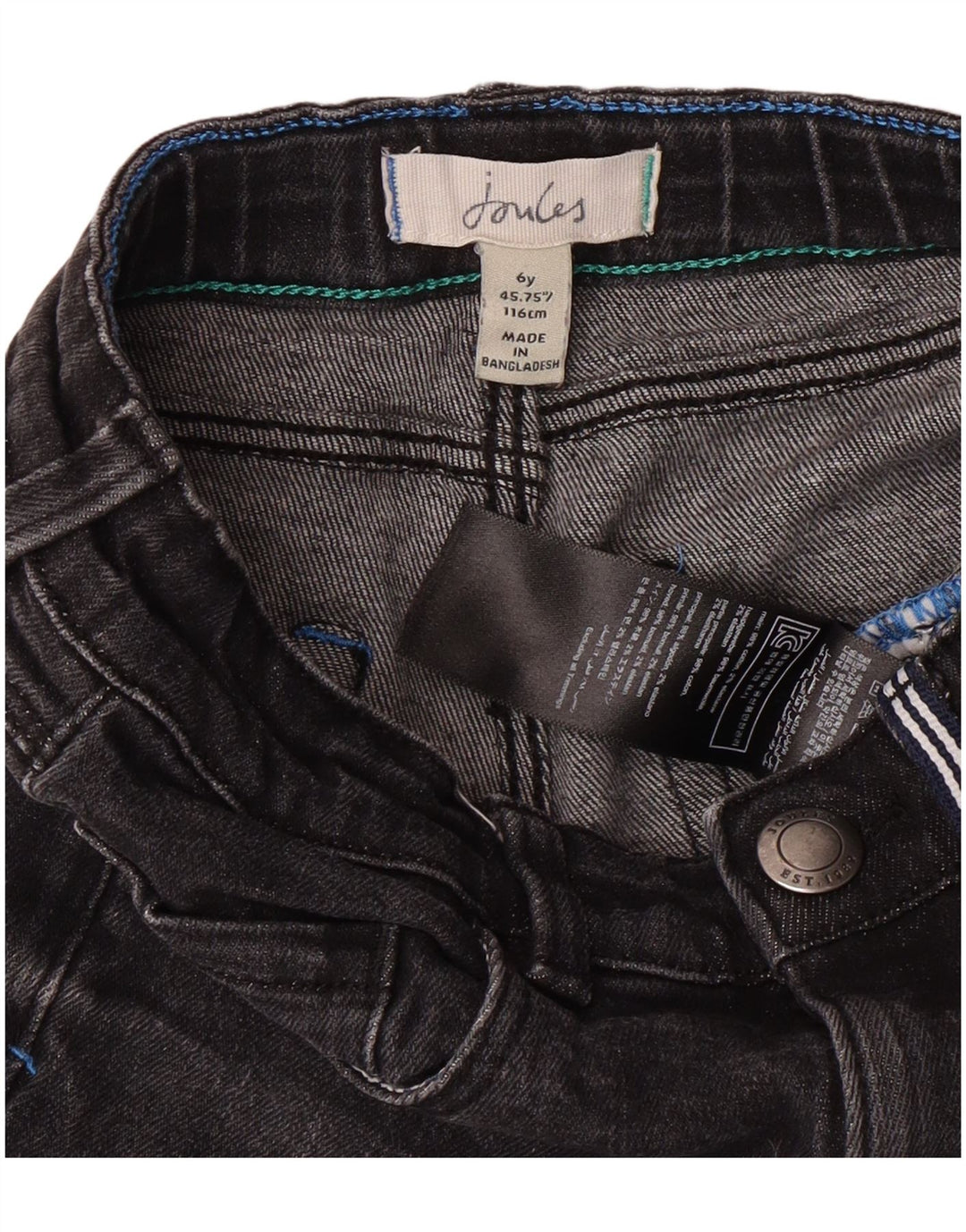 JOULES Boys Slim Jeans 5-6 Years W22 L20 Black Cotton