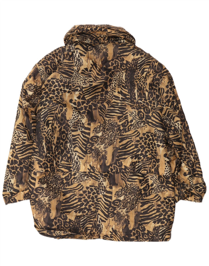 Vintage Dame Windbreaker Jacket UK 16 Large Brown Animal Print